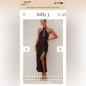 Black Halter Backless Gown with Slit